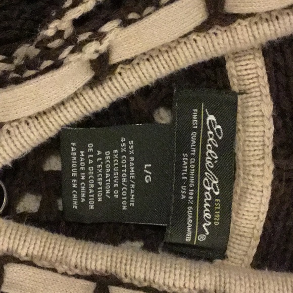 Eddie Bauer hooded zip front sweater, sz L - Picture 2 of 4